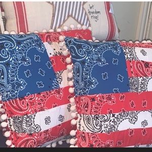 SET OF TWO FLAGS W. BANDANAS ON OPPOSITE SIDE